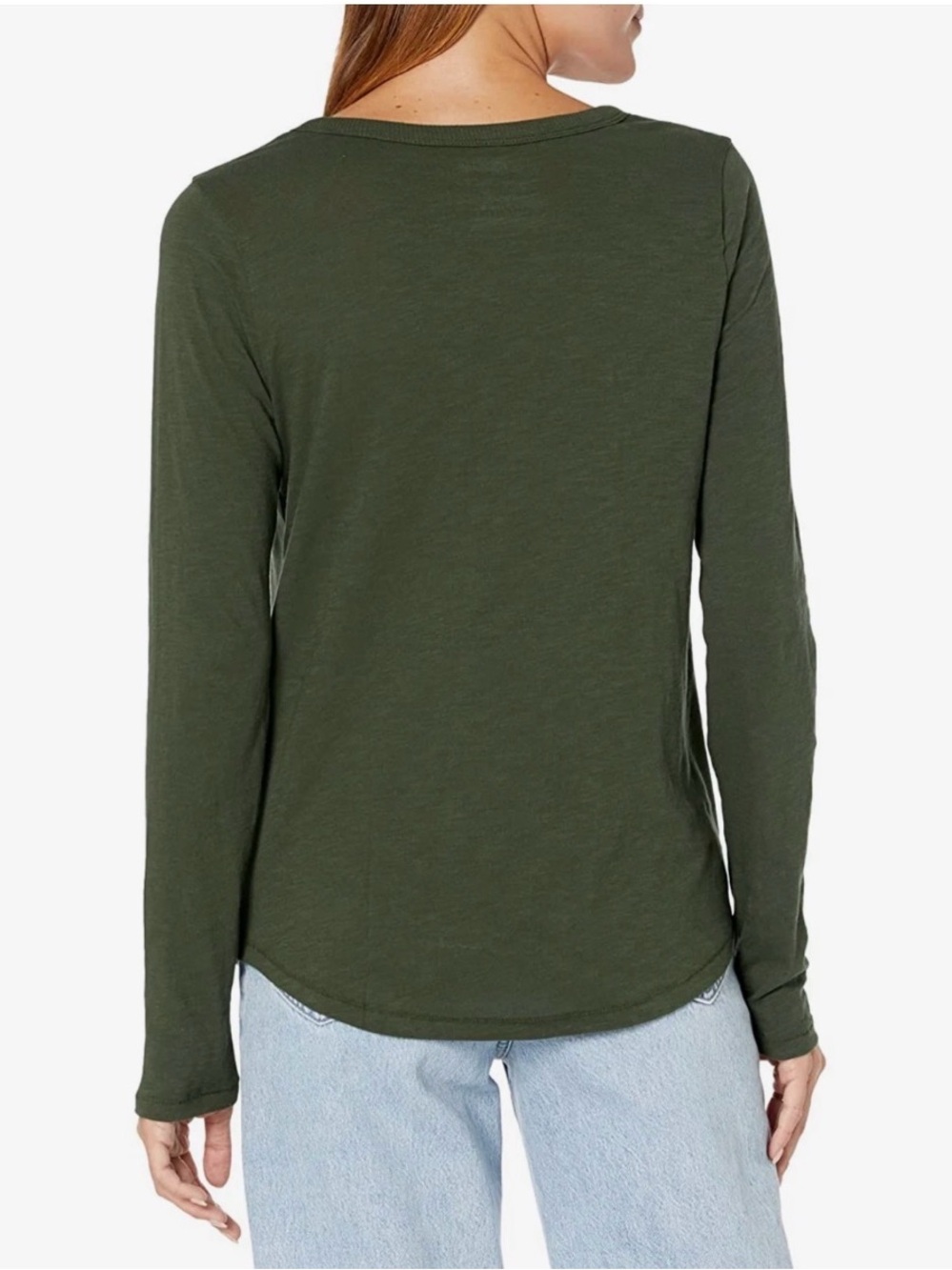 Madewell Olive Green Long Sleeve Crew Top 100% Cotton ✨ - Picture 3 of 10